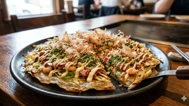 Rice paper okonomiyaki