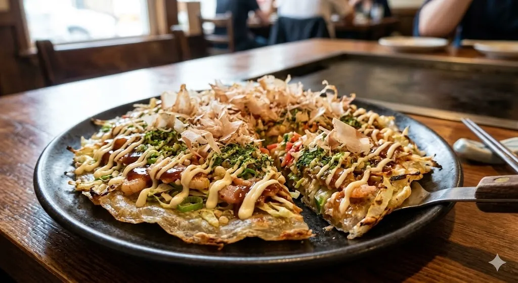 Rice paper okonomiyaki